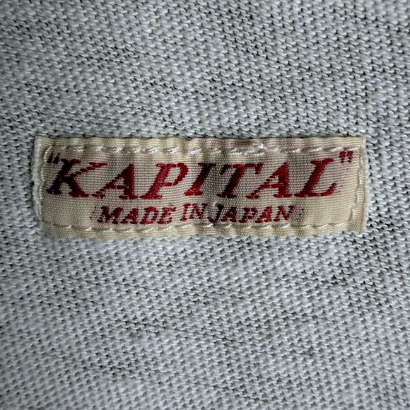 Men's Kapital Japan Asymmetrical Pocket Natural Cotton Logo T-Shirt - S - Picture 5 of 8